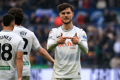 070326 - Swansea City v Stoke City - Sky Bet Championship - Liam Cullen of Swansea City celebrates after scoring