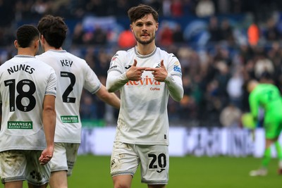 070326 - Swansea City v Stoke City - Sky Bet Championship - Liam Cullen of Swansea City celebrates after scoring