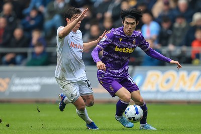 070326 - Swansea City v Stoke City - Sky Bet Championship - Tatsuki Seko of Stoke City