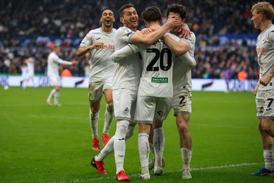 070326 - Swansea City v Stoke City - Sky Bet Championship - Liam Cullen of Swansea City celebrates after scoring