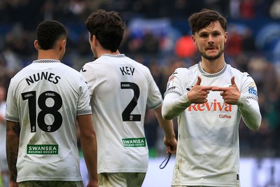 070326 - Swansea City v Stoke City - Sky Bet Championship - Liam Cullen of Swansea City celebrates after scoring