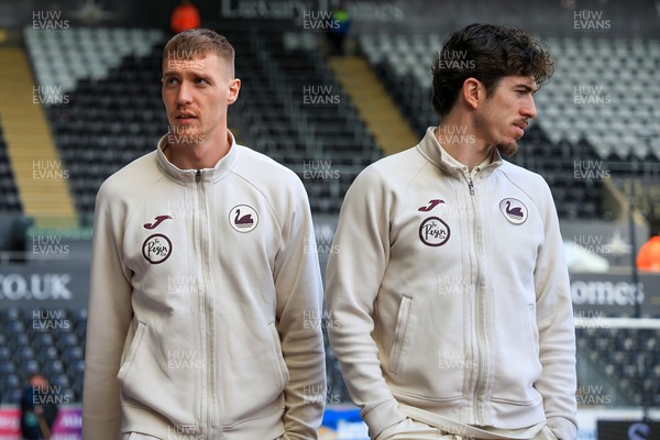 070326 - Swansea City v Stoke City - Sky Bet Championship - Jay Fulton of Swansea City and Josh Key of Swansea City arrive at the stadium