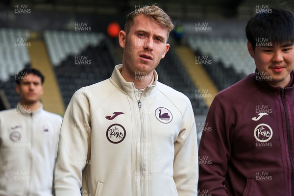 070326 - Swansea City v Stoke City - Sky Bet Championship - Ollie Cooper of Swansea City arrives at the stadium