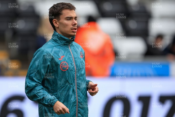070326 - Swansea City v Stoke City - Sky Bet Championship - Leo Walta of Swansea City warming up before game
