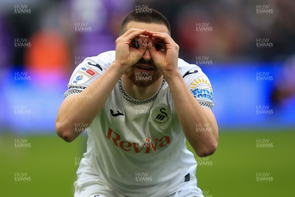 070326 - Swansea City v Stoke City - Sky Bet Championship - Zan Vipotnik of Swansea City celebrates after scoring