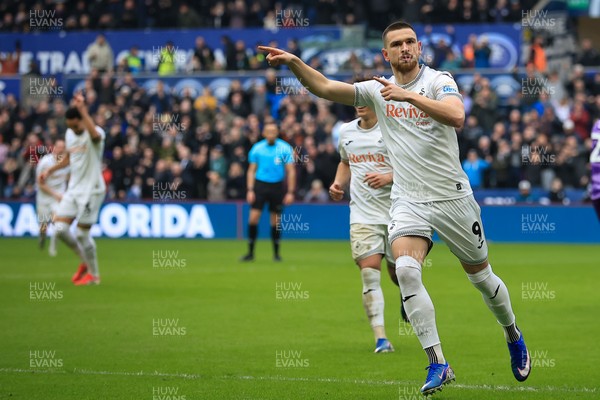 070326 - Swansea City v Stoke City - Sky Bet Championship - Zan Vipotnik of Swansea City celebrates after scoring