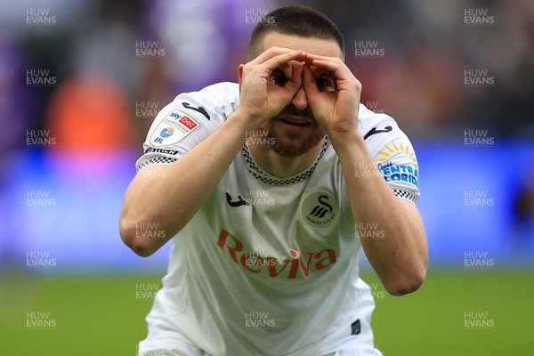 070326 - Swansea City v Stoke City - Sky Bet Championship - Zan Vipotnik of Swansea City celebrates after scoring