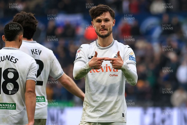 070326 - Swansea City v Stoke City - Sky Bet Championship - Liam Cullen of Swansea City celebrates after scoring
