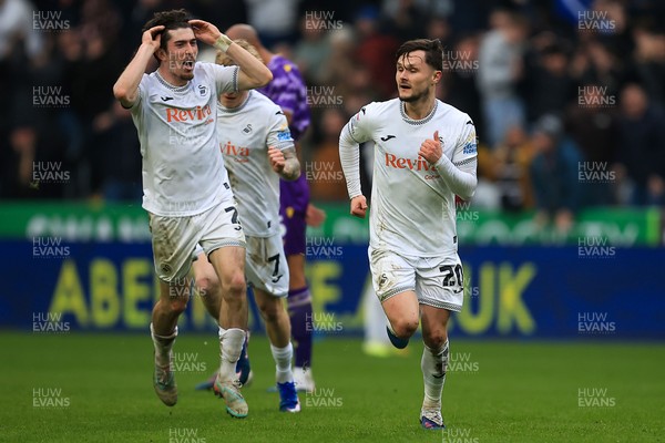 070326 - Swansea City v Stoke City - Sky Bet Championship - Liam Cullen of Swansea City scores