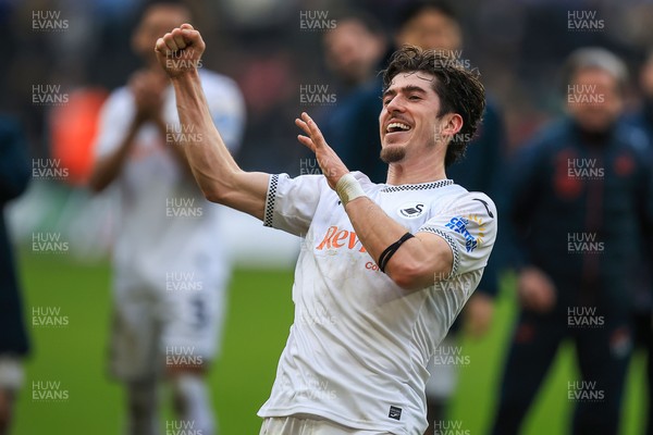 070326 - Swansea City v Stoke City - Sky Bet Championship - Josh Key of Swansea City celebrates at full time