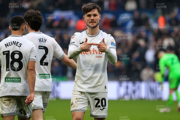 070326 - Swansea City v Stoke City - Sky Bet Championship - Liam Cullen of Swansea City celebrates after scoring