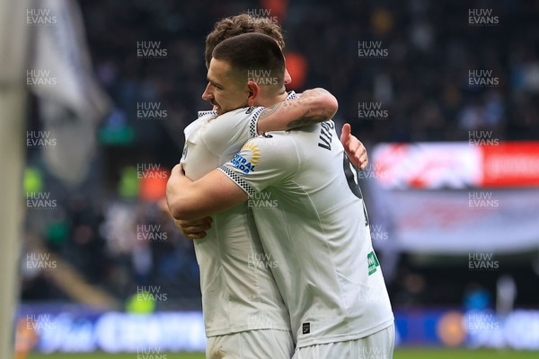 070326 - Swansea City v Stoke City - Sky Bet Championship - Zan Vipotnik of Swansea City celebrates after scoring