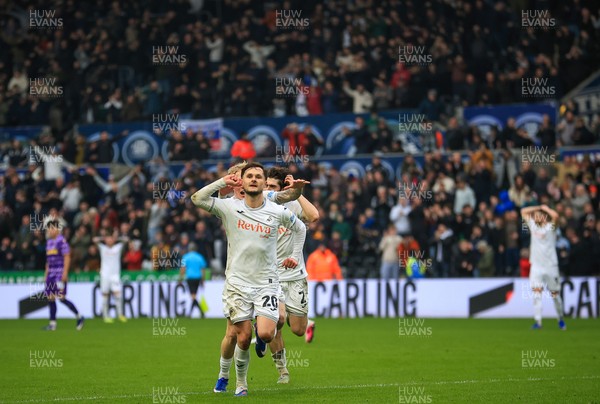 070326 - Swansea City v Stoke City - Sky Bet Championship - Liam Cullen of Swansea City celebrates after scoring