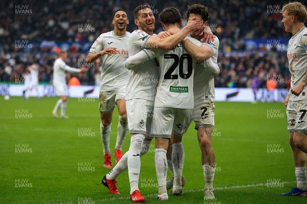 070326 - Swansea City v Stoke City - Sky Bet Championship - Liam Cullen of Swansea City celebrates after scoring