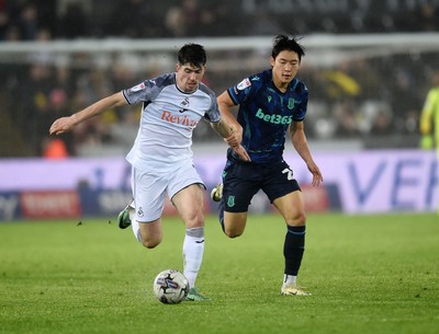 100424 - Swansea City v Stoke City - Sky Bet Championship - Josh Key of Swansea City 