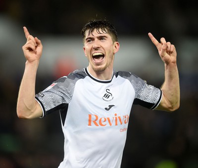 100424 - Swansea City v Stoke City - Sky Bet Championship - Josh Key of Swansea City celebrates scoring Swansea’s third goal of the game