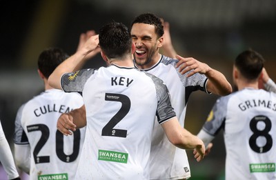 100424 - Swansea City v Stoke City - Sky Bet Championship - Josh Key of Swansea City celebrates scoring Swansea’s third goal of the game