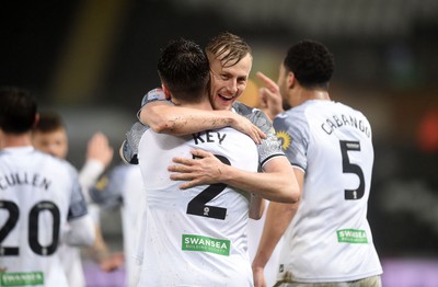 100424 - Swansea City v Stoke City - Sky Bet Championship - Josh Key of Swansea City celebrates scoring Swansea’s third goal of the game