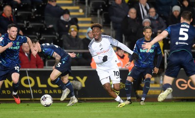 100424 - Swansea City v Stoke City - Sky Bet Championship - Jamal Lowe of Swansea City 