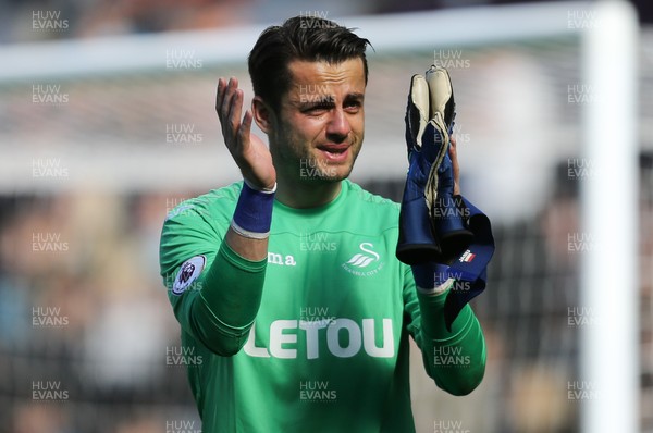 130518 - Swansea City v Stoke City, Premier League - Swansea City goalkeeper Lukasz Fabianski shows the disappointment at the end of the match as Swansea City are relegated from the Premier League