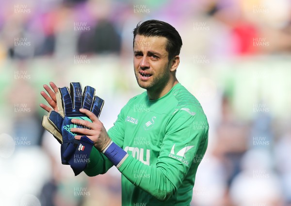 130518 - Swansea City v Stoke City, Premier League - Swansea City goalkeeper Lukasz Fabianski shows the disappointment at the end of the match as Swansea City are relegated from the Premier League