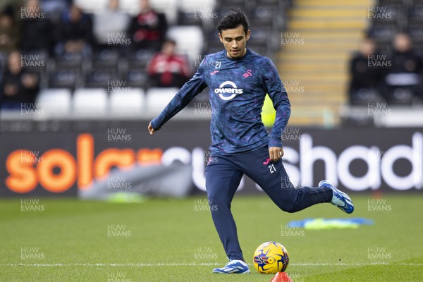 041123 - Swansea City v Sunderland - Sky Bet Championship - Nathan Tjoe-A-On of Swansea City during the warm up