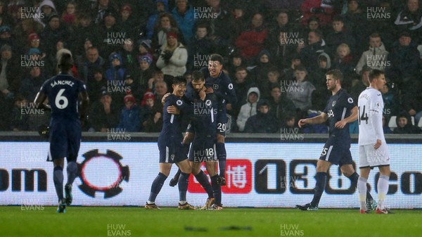 020118 - Swansea City v Tottenham Hotspur - Premier League - Fernando Llorente of Tottenham Hotspur celebrates with team mates after scoring a goal