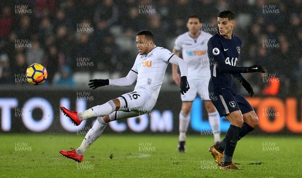 020118 - Swansea City v Tottenham Hotspur - Premier League - Martin Olsson of Swansea City clears the ball