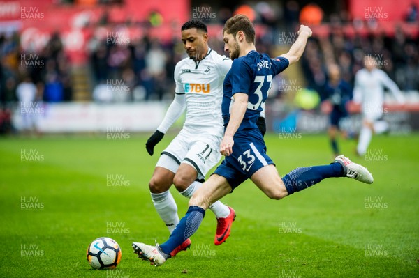 170318 - Swansea City v Tottenham Hotspur, FA CUP - Luciano Narsingh of Swansea and Ben Davies of Tottenham battle for the ball 