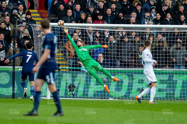 170318 - Swansea City v Tottenham Hotspur, FA CUP - Kristoffer Nordfeldt of Swansea  makes a save in the first half 