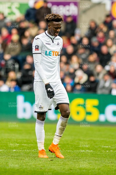 170318 - Swansea City v Tottenham Hotspur, FA CUP - Tammy Abraham of Swansea  with his head down during the game 