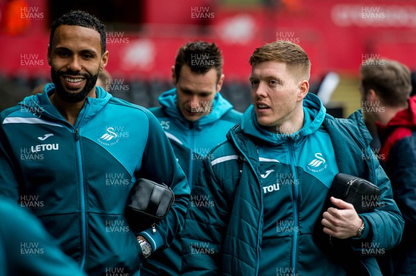 170318 - Swansea City v Tottenham Hotspur, FA CUP - Kyle Bartley and Alfie Mawson of Swansea arrive at the stadium 