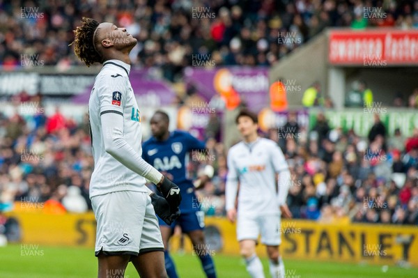170318 - Swansea City v Tottenham Hotspur, FA CUP - Tammy Abraham of Swansea shows his frustration 