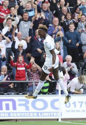 230917 - Swansea City v Watford, Premier League - Tammy Abraham of Swansea City celebrates after scoring goal