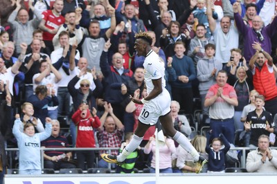 230917 - Swansea City v Watford, Premier League - Tammy Abraham of Swansea City celebrates after scoring goal