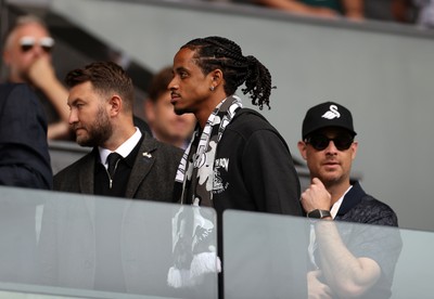 230825 - Swansea City v Watford FC - SkyBet Championship - Snoop Dogg�s son Cordell Broadus watches the game from the stands