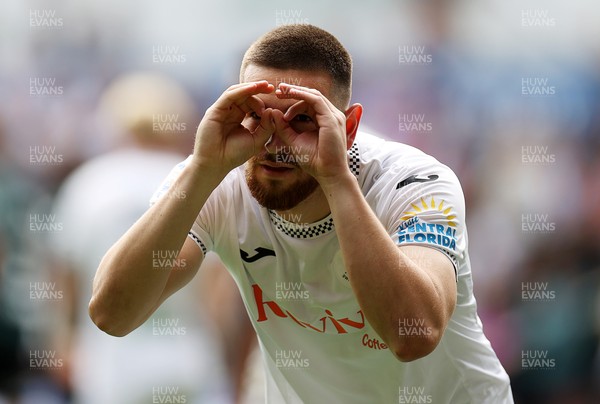 230825 - Swansea City v Watford FC - SkyBet Championship - Zan Vipotnik of Swansea City celebrates scoring a goal 