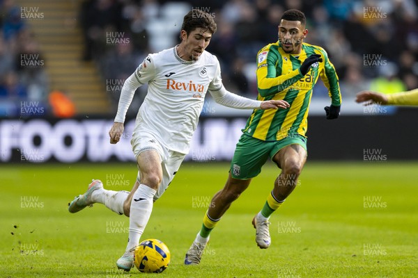 010126 - Swansea City v West Bromwich Albion - Sky Bet Championship - Josh Key of Swansea City in action against Karlan Grant of West Brom