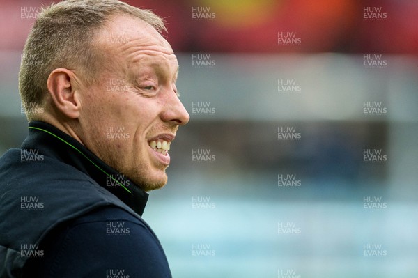 070320 - Swansea City v West Bromwich Albion - SkyBet Championship -Swansea Manager, Steve Cooper looks on 