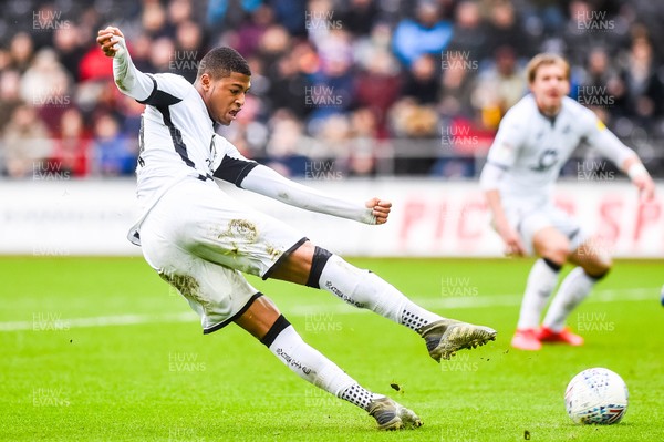 070320 - Swansea City v West Bromwich Albion - SkyBet Championship -Rhian Brewster of Swansea City crosses the ball