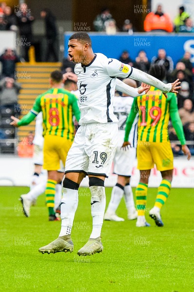 070320 - Swansea City v West Bromwich Albion - SkyBet Championship - Rhian Brewster of Swansea City reacts 