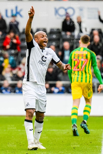 070320 - Swansea City v West Bromwich Albion - SkyBet Championship - Andre Ayew of Swansea City reacts 