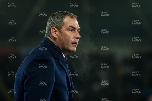 091217 - Swansea City v West Bromwich Albion, Premier League - Manager of Swansea City, Paul Clement reacts during the game 