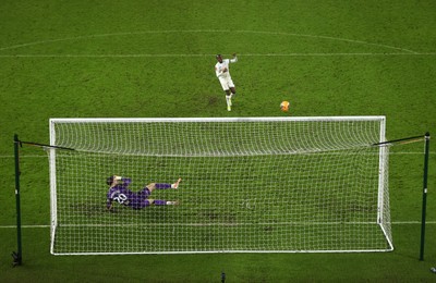 110126 - Swansea City v West Bromwich Albion - FA Cup Third Round - Malick Yalcouye of Swansea City misses a penalty in the shoot out