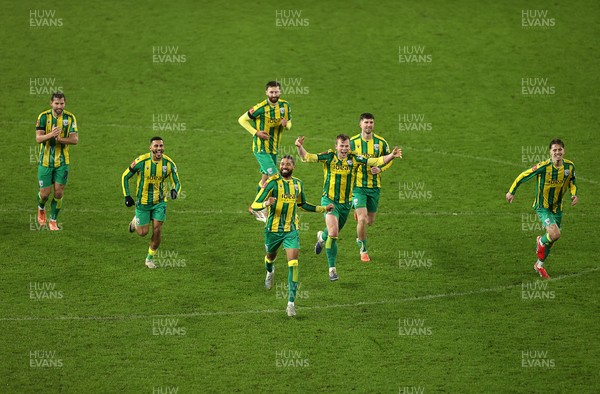 110126 - Swansea City v West Bromwich Albion - FA Cup Third Round - West Brom celebrate winning the game on penalties