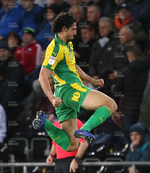 281118 - Swansea City v West Bromwich Albion - SkyBet Championship - Ahmed Hegazy of West Bromwich Albion celebrates scoring their second goal