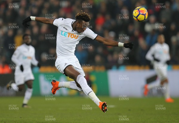 030318 - Swansea City v West Ham United, Premier League - Tammy Abraham of Swansea City tries to get on the ball as he looks to shoot at goal
