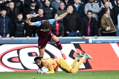 171026 - Swansea City v West Ham United - Sky Bet Championship - Lawrence Vigouroux of Swansea City wins the ball