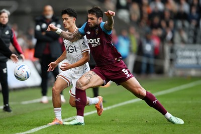 171026 - Swansea City v West Ham United - Sky Bet Championship - Elijah Just of Swansea City is challenged by Morato of West Ham