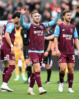 171026 - Swansea City v West Ham United - Sky Bet Championship - Jarrod Bowen of West Ham celebrates at full time